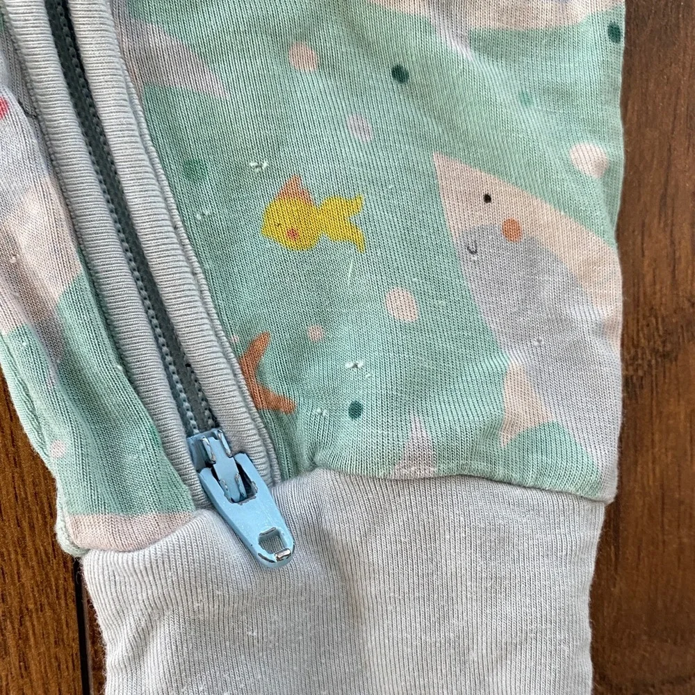 Little Sleepies Aqua Shark Print Kids One Piece size 2T *tiny flaws*